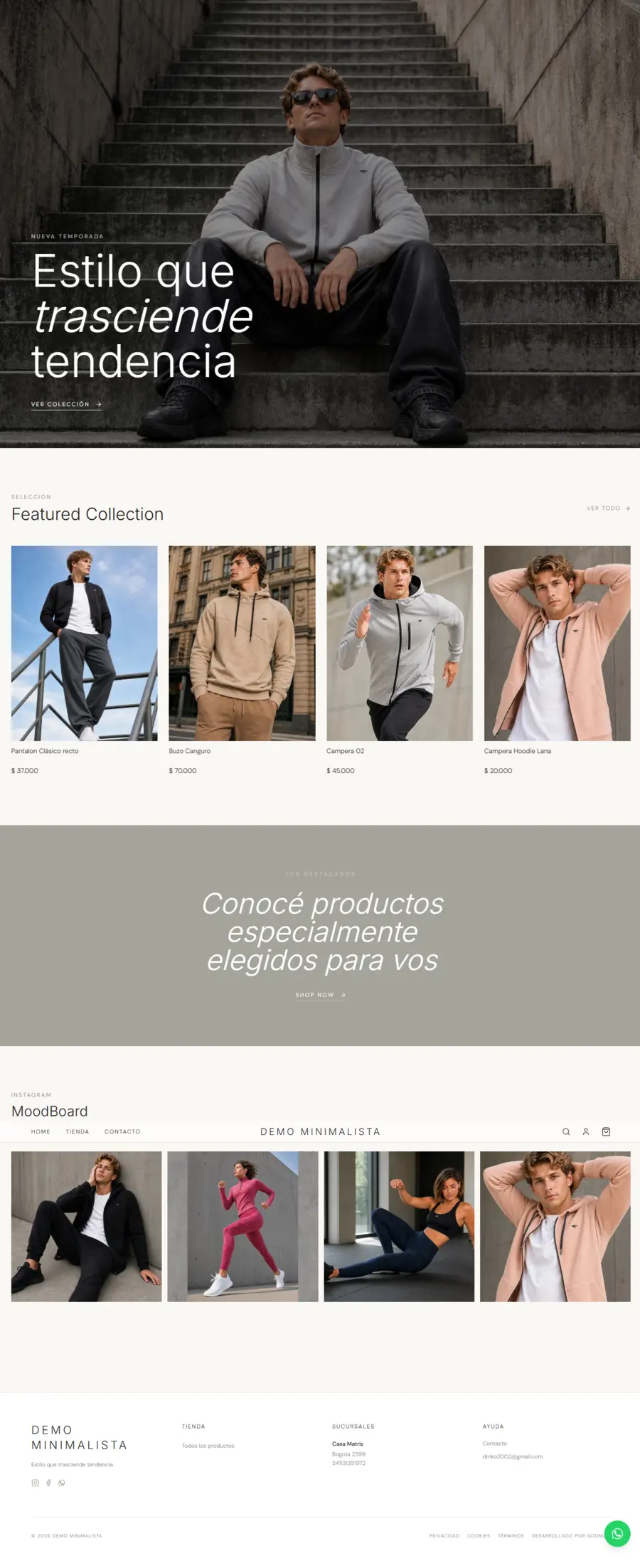 Preview del template Minimalista